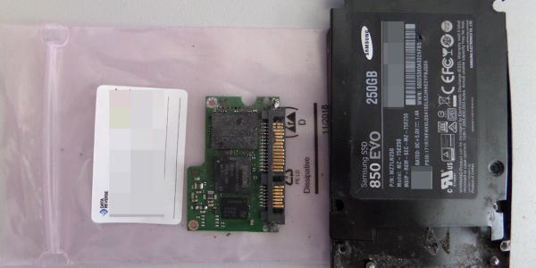 Samsung SSD 850 EVO 250 GB mit Brandschaden wiederhergestellt
